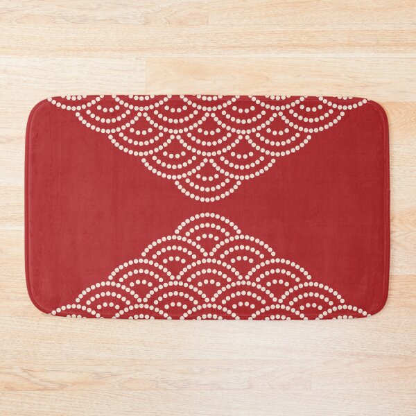 Item preview, Wave Pattern Dotted Abstract Design Sashiko Seigaiha Waves Inspired in Beige and Red designed and sold by nineFlorals.