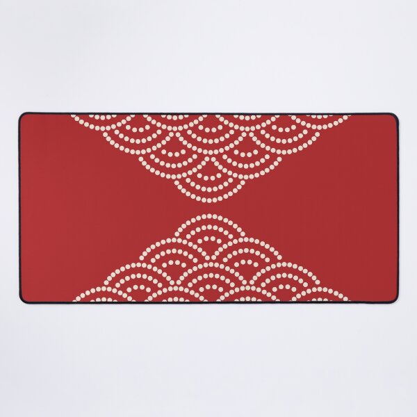 Item preview, Wave Pattern Dotted Abstract Design Sashiko Seigaiha Waves Inspired in Beige and Red designed and sold by nineFlorals.