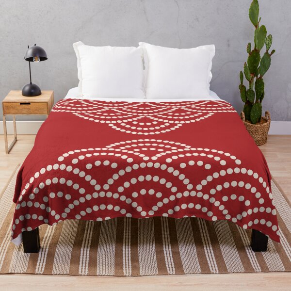 Item preview, Wave Pattern Dotted Abstract Design Sashiko Seigaiha Waves Inspired in Beige and Red designed and sold by nineFlorals.