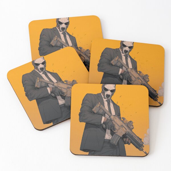 Item preview, Cyberpunk Dog Mask Hitman - Suit and Gun Art designed and sold by Wall Hues.