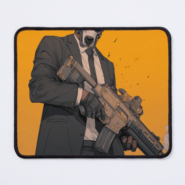 Item preview, Cyberpunk Dog Mask Hitman - Suit and Gun Art designed and sold by Wall Hues.