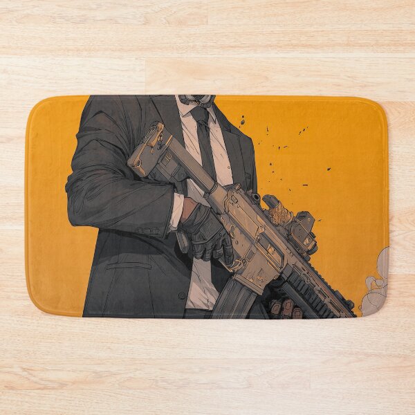 Item preview, Cyberpunk Dog Mask Hitman - Suit and Gun Art designed and sold by Wall Hues.