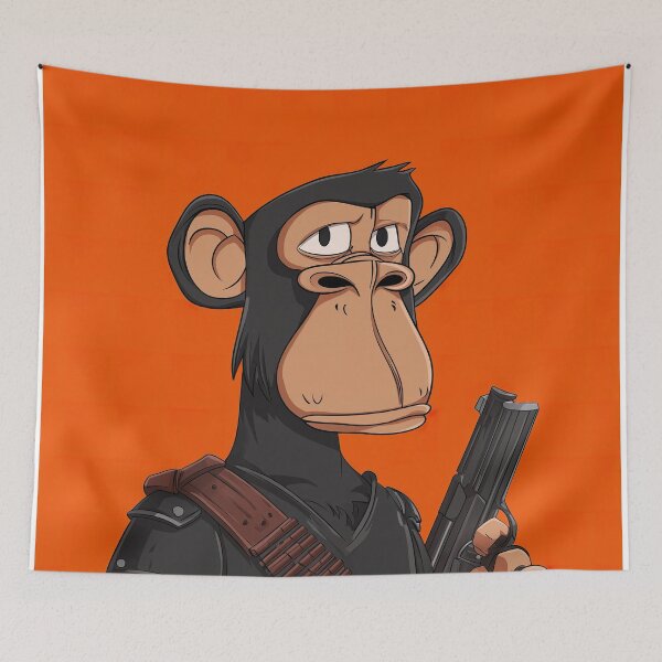 Item preview, Ape NFT Character with Gun - Bold Orange Background designed and sold by Wall Hues.