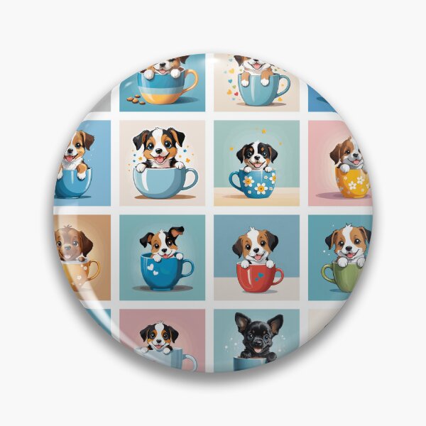 Item preview, Puppies in Teacups Illustration Pattern | Dog Art | Puppy Drawing designed and sold by UnhingedBird.
