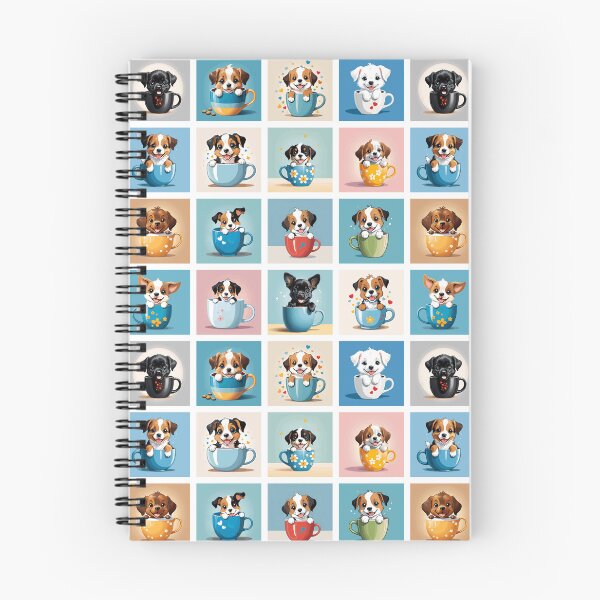 Item preview, Puppies in Teacups Illustration Pattern | Dog Art | Puppy Drawing designed and sold by UnhingedBird.