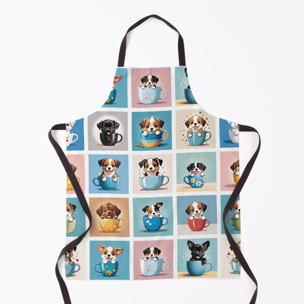 Item preview, Puppies in Teacups Illustration Pattern | Dog Art | Puppy Drawing designed and sold by UnhingedBird.