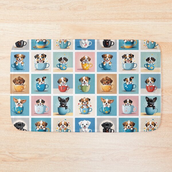 Item preview, Puppies in Teacups Illustration Pattern | Dog Art | Puppy Drawing designed and sold by UnhingedBird.