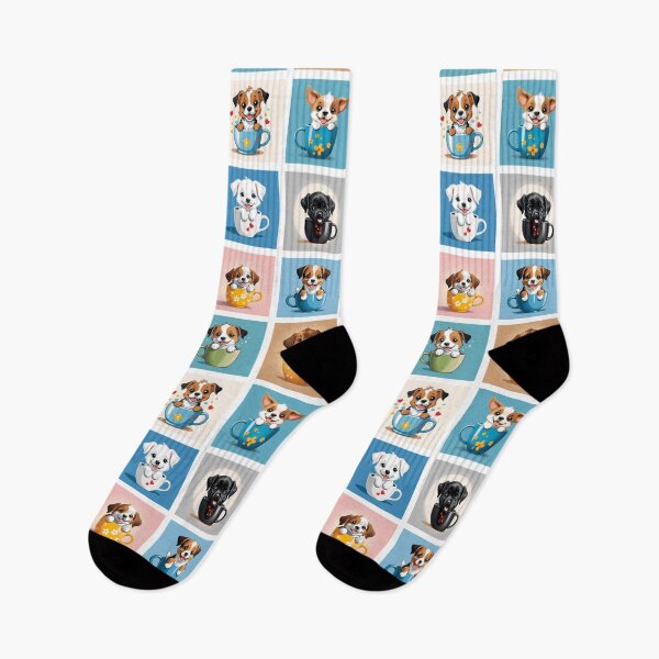 Item preview, Puppies in Teacups Illustration Pattern | Dog Art | Puppy Drawing designed and sold by UnhingedBird.