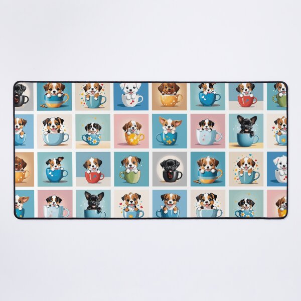 Item preview, Puppies in Teacups Illustration Pattern | Dog Art | Puppy Drawing designed and sold by UnhingedBird.