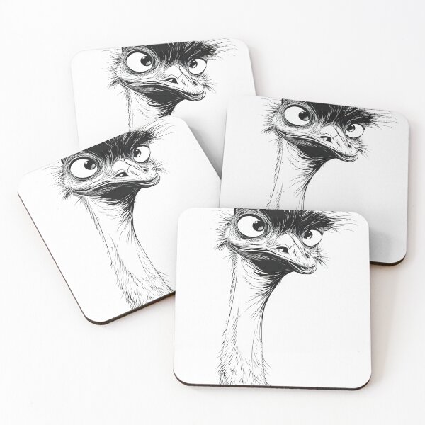 Item preview, Funny Confused Emu Face - Black and White Bird Art designed and sold by Wall Hues.