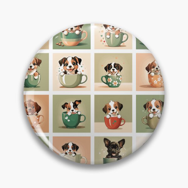 Item preview, Puppies in Teacups Illustration Pattern | Dog Art | Puppy Drawing designed and sold by UnhingedBird.