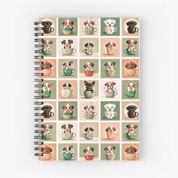 Item preview, Puppies in Teacups Illustration Pattern | Dog Art | Puppy Drawing designed and sold by UnhingedBird.