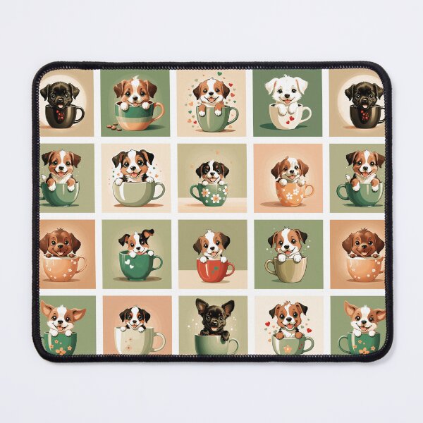 Item preview, Puppies in Teacups Illustration Pattern | Dog Art | Puppy Drawing designed and sold by UnhingedBird.