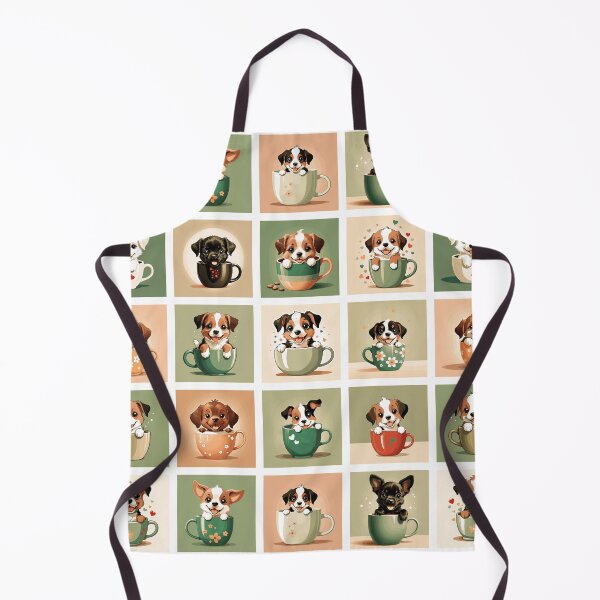 Item preview, Puppies in Teacups Illustration Pattern | Dog Art | Puppy Drawing designed and sold by UnhingedBird.
