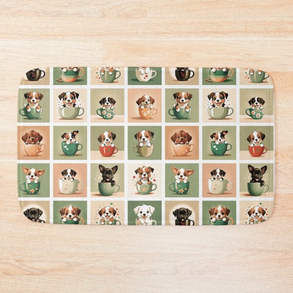 Item preview, Puppies in Teacups Illustration Pattern | Dog Art | Puppy Drawing designed and sold by UnhingedBird.