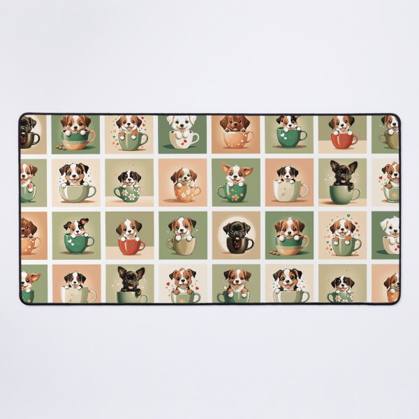 Item preview, Puppies in Teacups Illustration Pattern | Dog Art | Puppy Drawing designed and sold by UnhingedBird.