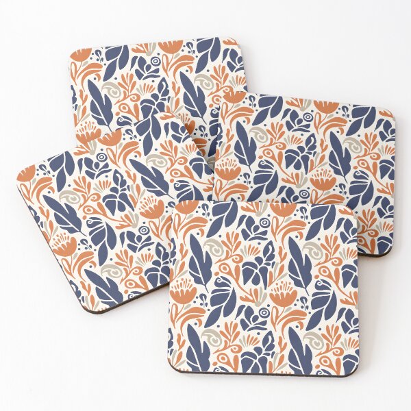 Item preview, Modern Abstract Indigo Blue, Burnt Orange, and Taupe Botanical Design on Cream designed and sold by HolmeProud.