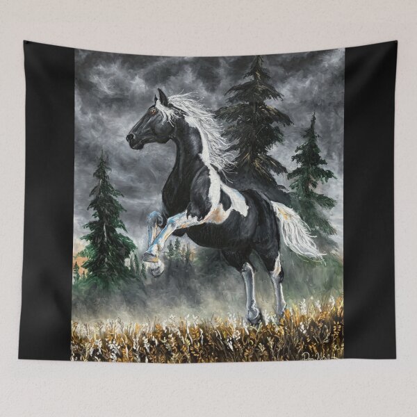 Item preview, Black and White Pinto Horse on a Stormy Day designed and sold by Daniel Eskridge.