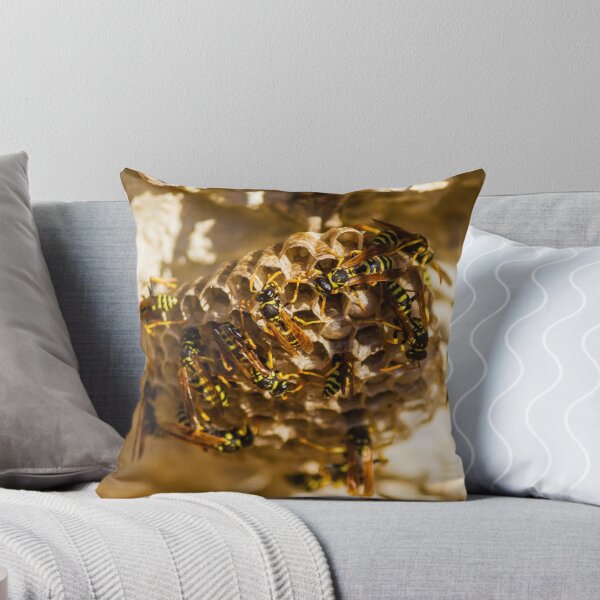 Item preview, Wasp Nest With Busy Swarm Of Yellow And Black Wasps On Honeycomb Structure designed and sold by Nmallia.