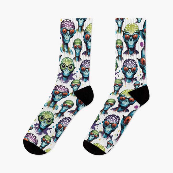 Item preview, "Polka Dot Aliens – Surreal Sci-Fi Portrait Pattern" designed and sold by dreampik.