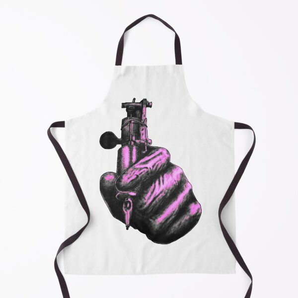 Item preview, Gloved hand holding tattoo machine, pink. designed and sold by TheTattooGuy.