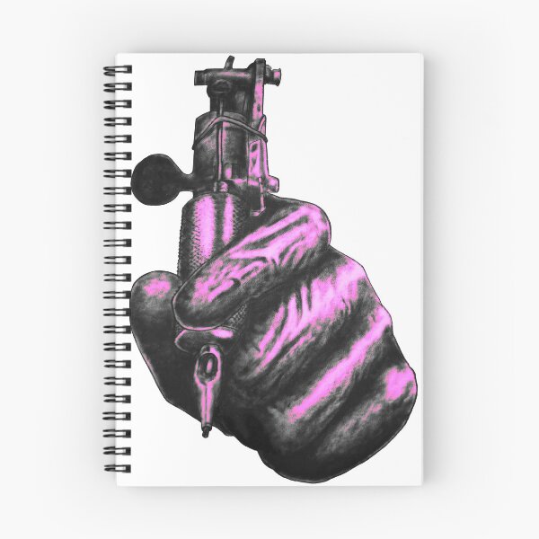 Item preview, Gloved hand holding tattoo machine, pink. designed and sold by TheTattooGuy.