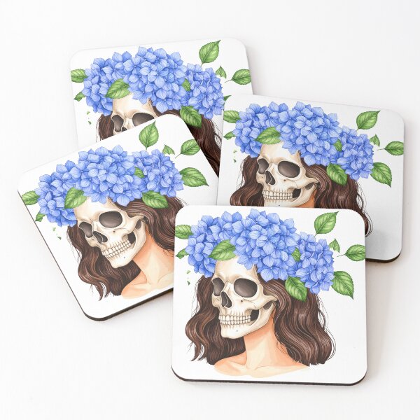Item preview, SKULL WITH HYDRANGEA WREATH designed and sold by cubiask.