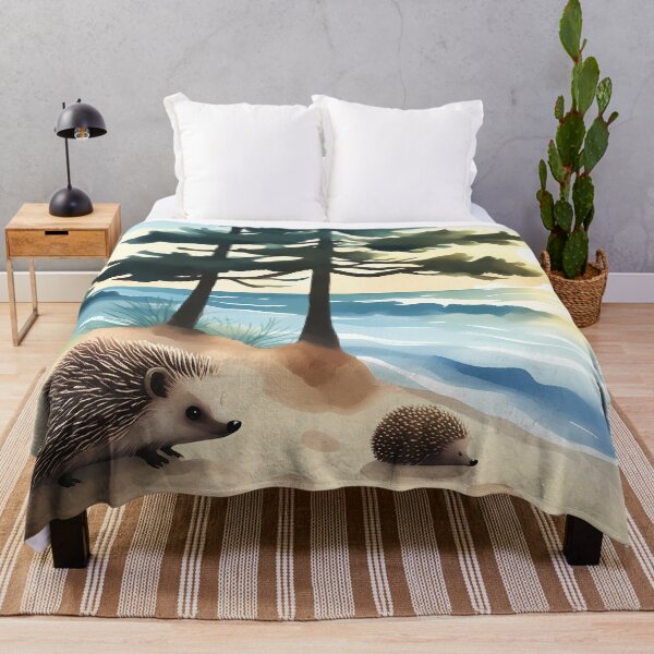 Item preview, Hedgehog Family on Beach designed and sold by CalmnessbyChoice.