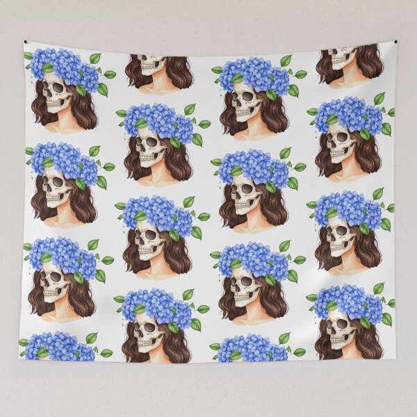 Item preview, SKULL WITH HYDRANGEA WREATH designed and sold by cubiask.