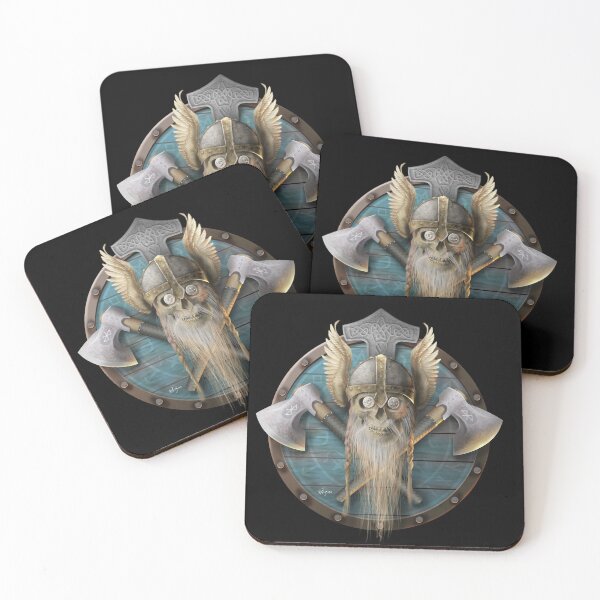 Item preview, Norse Warrior Skull – Epic Viking Art with Shield and Axes designed and sold by ruizma.