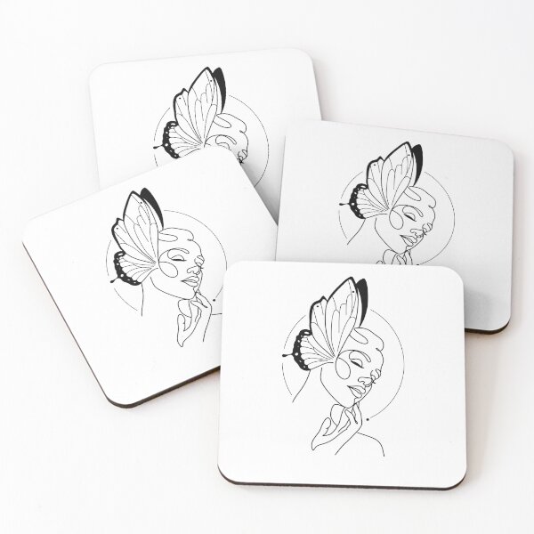 Item preview, Butterfly Girl Outline Drawing designed and sold by PopHuePrints.