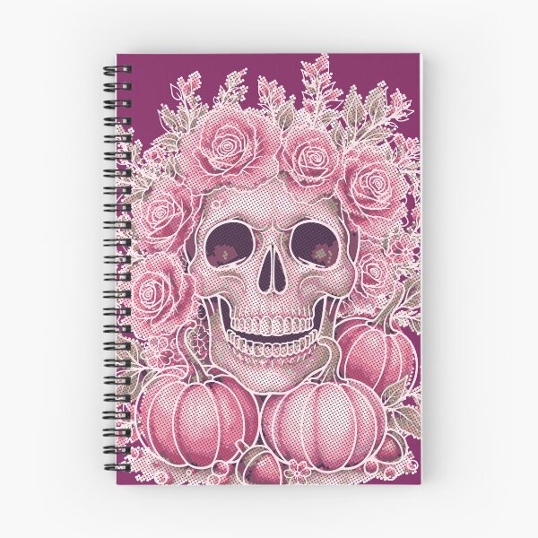 Item preview, Skull Retro Halftone Pinkoween Florals – Creepy Cute Gothic Dots designed and sold by Sherihdesigns.