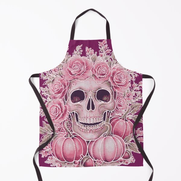 Item preview, Skull Retro Halftone Pinkoween Florals – Creepy Cute Gothic Dots designed and sold by Sherihdesigns.