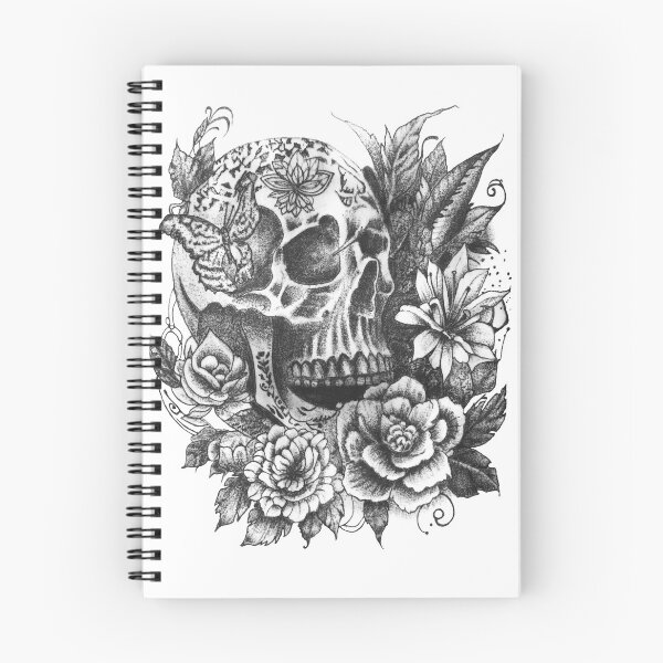 Item preview, Floral skull, butterfly & flowers  designed and sold by TheTattooGuy.
