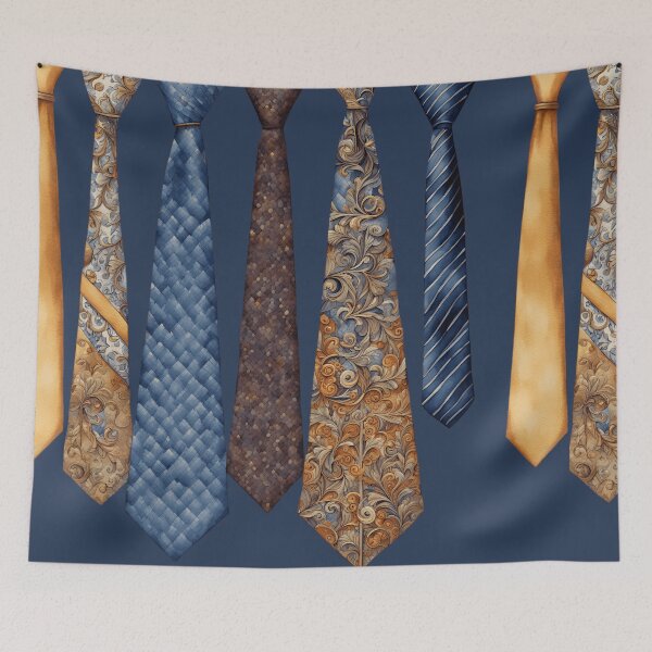 Item preview, Colorful Vintage Tie Illustration Pattern | Vintage Aesthetic | Blue Background designed and sold by UnhingedBird.