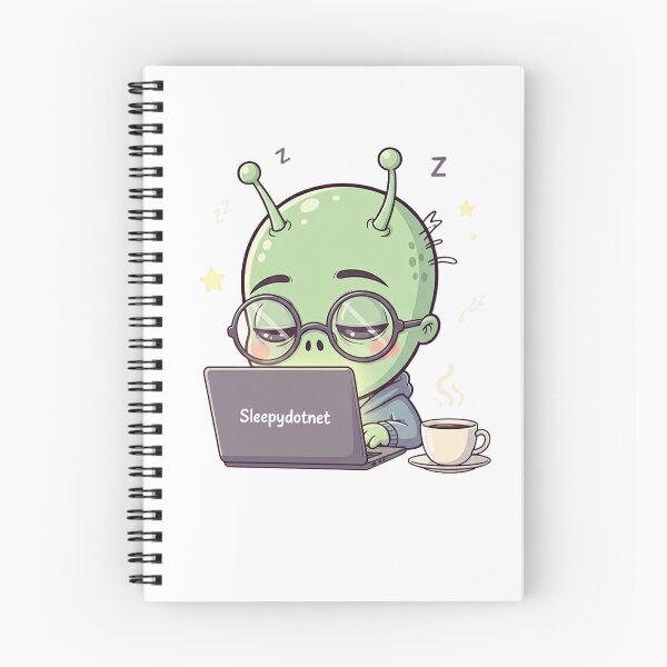 Item preview, Sleepydotnet: Sleepy Alien Working Late | Cozy Space Office Sticker designed and sold by EverStitchStudio ★★★★★.
