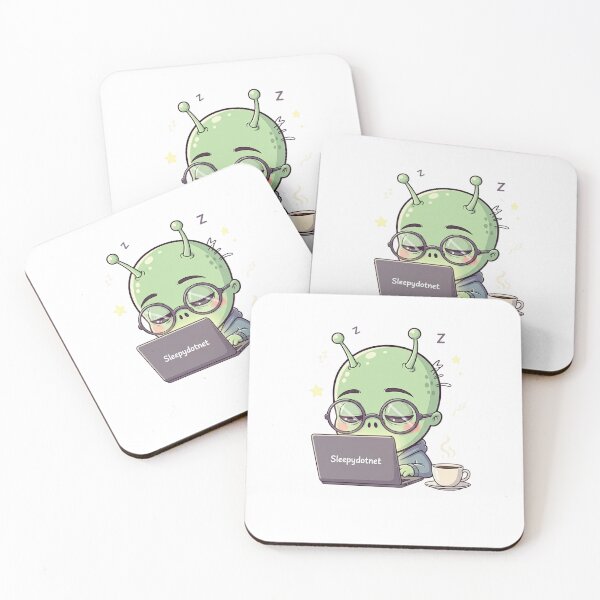 Item preview, Sleepydotnet: Sleepy Alien Working Late | Cozy Space Office Sticker designed and sold by EverStitchStudio ★★★★★.