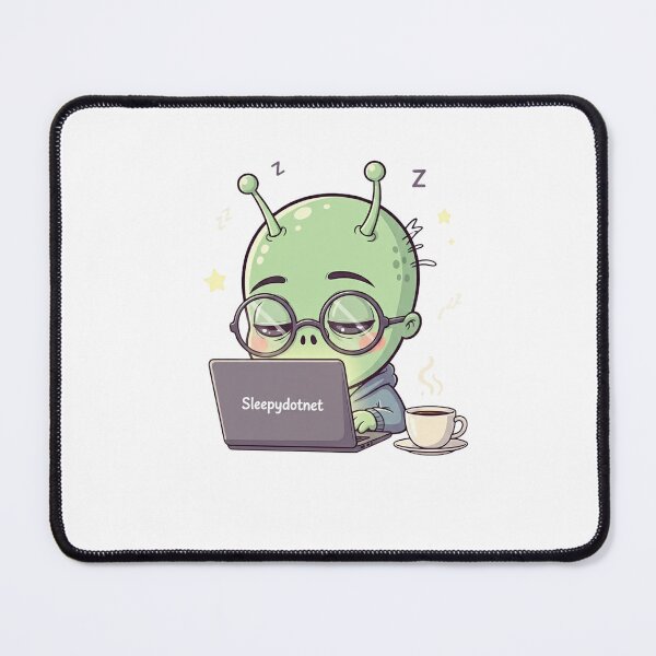 Item preview, Sleepydotnet: Sleepy Alien Working Late | Cozy Space Office Sticker designed and sold by EverStitchStudio ★★★★★.
