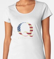 QAnon WWG1WGA Q Anon Great Awakening MAGA USA Flag Women's Premium T-Shirt