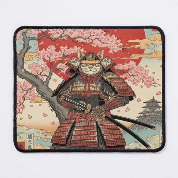 Item preview, Samurai Cat Warrior Poster Japanese Aesthetic Wall Art designed and sold by Neko-Doodle-co.