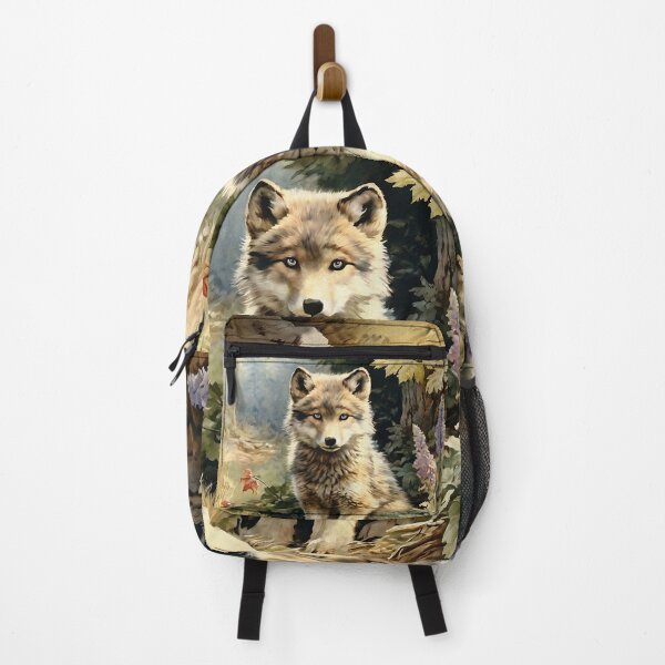 Item preview, Vintage Animal Art: Baby Wolf in the Forest | Animal Art | Oil Painting | Vintage Art designed and sold by UnhingedBird.