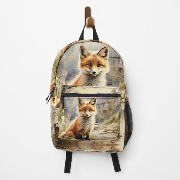 Artikelvorschau, Vintage Tierkunst: Babyfuchs im Wald | Tierkunst | Ölgemälde | Vintage-Kunst entworfen und verkauft von UnhingedBird.