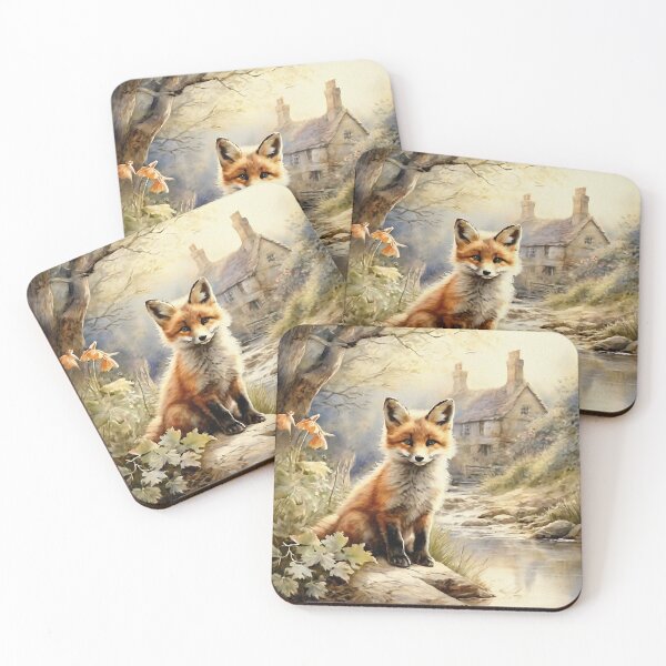 Artikelvorschau, Vintage Tierkunst: Babyfuchs im Wald | Tierkunst | Ölgemälde | Vintage-Kunst entworfen und verkauft von UnhingedBird.