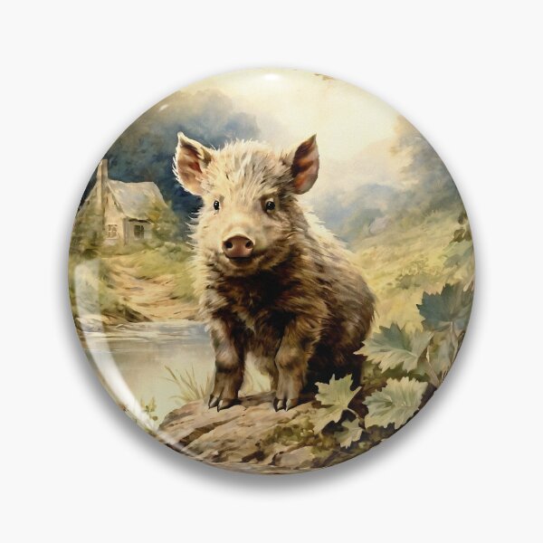 Artikelvorschau, Vintage Tierkunst: Baby-Eber im Wald | Tierkunst | Ölgemälde | Vintage-Kunst entworfen und verkauft von UnhingedBird.