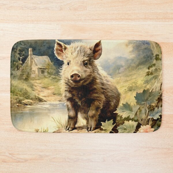 Item preview, Vintage Animal Art: Baby Boar in the Forest | Animal Art | Oil Painting | Vintage Art designed and sold by UnhingedBird.