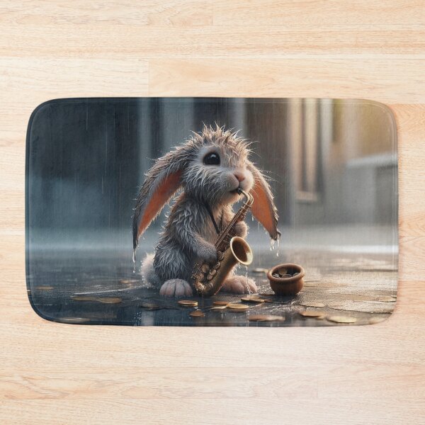 Item preview, Wet Jazz – Saxophone Rabbit in the Rain designed and sold by The Digital Compass.