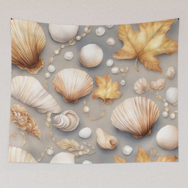 Item preview, Seashells and Leaves on Beach designed and sold by CalmnessbyChoice.