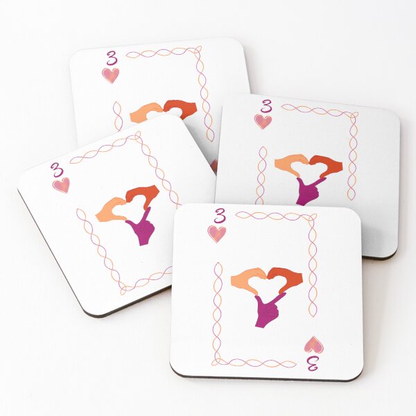 Item preview, 3 of Hearts, Lesbian/Sapphic flag colors designed and sold by EBParsley.