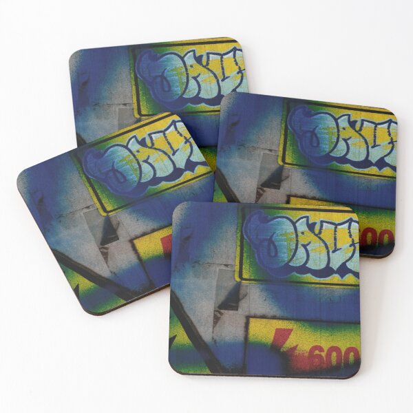 Item preview, Urban Graffiti Wall Scan – Blue & Yellow Street Texture Art Print | Gritty Industrial Street Scan designed and sold by Glitchkammer Store.