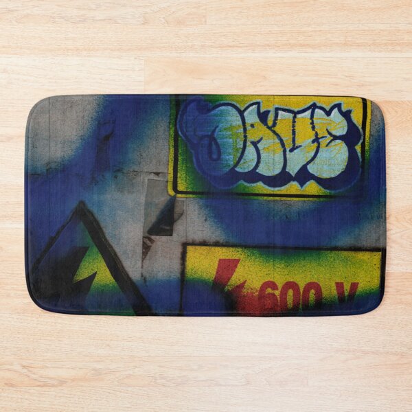 Item preview, Urban Graffiti Wall Scan – Blue & Yellow Street Texture Art Print | Gritty Industrial Street Scan designed and sold by Glitchkammer Store.